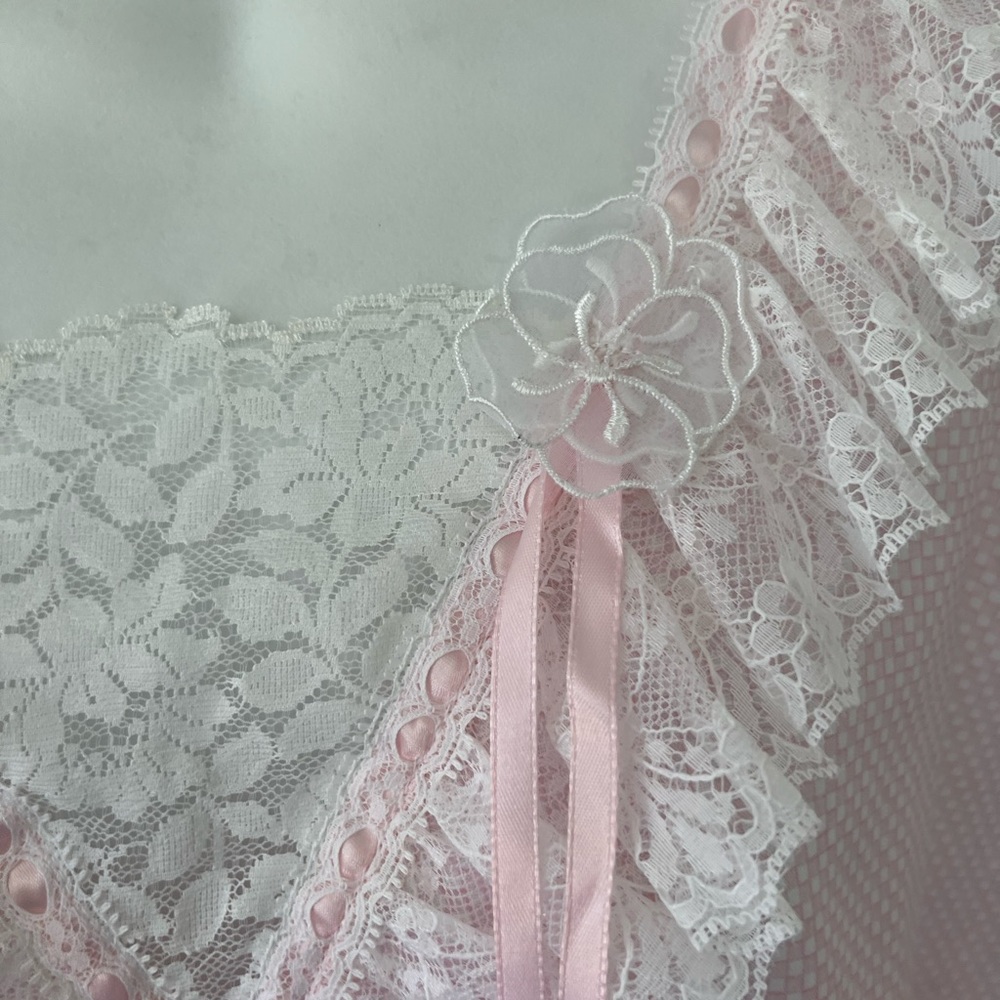 Vintage Brandywine Mini Checkerboard Pink/White Coquette Nightgown - Picture 8 of 10